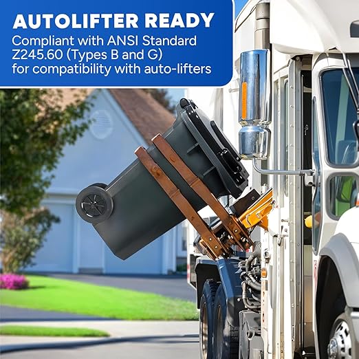 27 Gallon Trash Can with Wheels Plastic Rollout Outdoor Trash Can with Lid Outside Garbage Can with Wheels and Lid Commercial Heavy-Duty Container, Gray