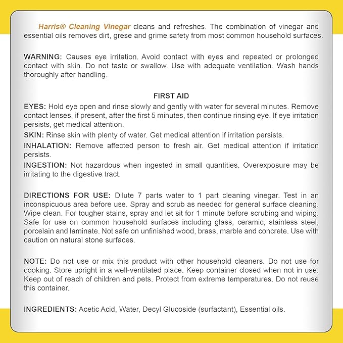 HARRIS Cleaning Vinegar All Purpose Household Surface Cleaner, 128oz (Orange) with Easy Pour Funnel Included