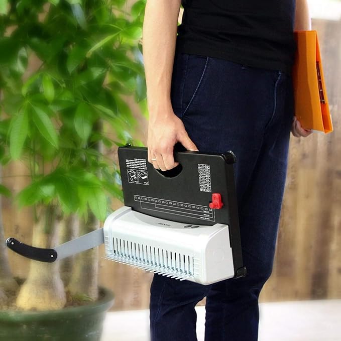 TIANSE Binding Machine, 21-Holes, 450 Sheets, Comb Binding Machines with Starter Kit 100 PCS 3/8'' Comb Binding Spines, Comb Binder Machine Book Maker Perfect for Letter Size, A4, A5 or Smaller Sizes