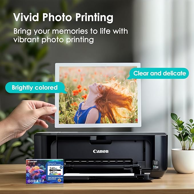 Remanufactured Ink Cartridge Replacement for Canon 240XL 241XL Combo Pack PG240 CL241 for PIXMA MG3620 TS5120 MG3520 MG3220 MG2120 MG4220 MX392 MX452 MX522 Printer (Black Color, 2 Pack)