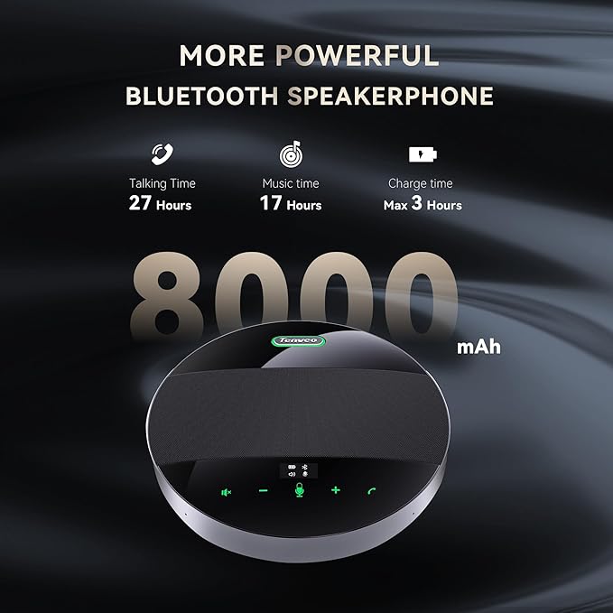 Tenveo MagiCall-EX Bluetooth Conference Speakerphone, Daisy Chain/Use Alone up to 30 attendees, Bluetooth/Wireless/USB Microphone, 360°Voice Pickup Noise Cancelling for Conference Call Large Meeting