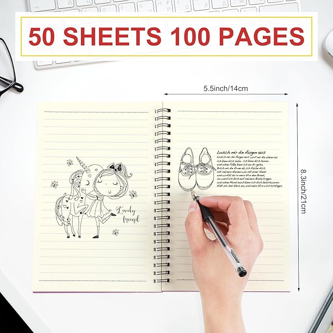 Yahenda Spiral Notebook Bulk A5 Journal Lined 8.3'' x 5.5'' Writing Composition Paper Small Notepad Subject Notebook for Students Office Business Back to School Supplies(Mixed Colors,6 Pcs)