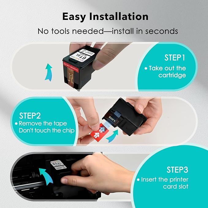 61XL Ink Cartridge Black Color Combo Pack (3-Pack) Replacement for HP Ink 61 XL HP61XL HP61 for 4500 5530 4630 2540 4502 5535 3510 3050 4635 4632 2514 2542 4610 2620 1510 1000 1010 Printer