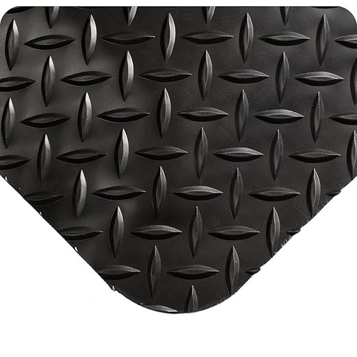 Wearwell 414.1516x6x14BK Diamond-Plate SpongeCote UltraSoft Mat, 14' Length x 6' Width x 15/16" Thick, Black