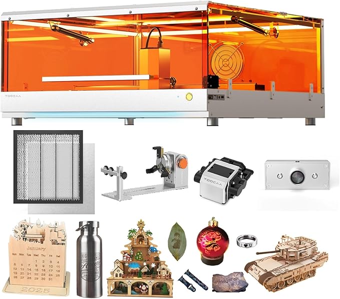 TOOCAA 10W Laser Cutter and Engraver Machine 22" x 22" Bed Size with 5 in 1 Rotary Roller Set,Smart Camera,Air Assist,Honeycomb Panel, Lazer Engraving Machines for Tumblers Wood Metal Acrylic Leather