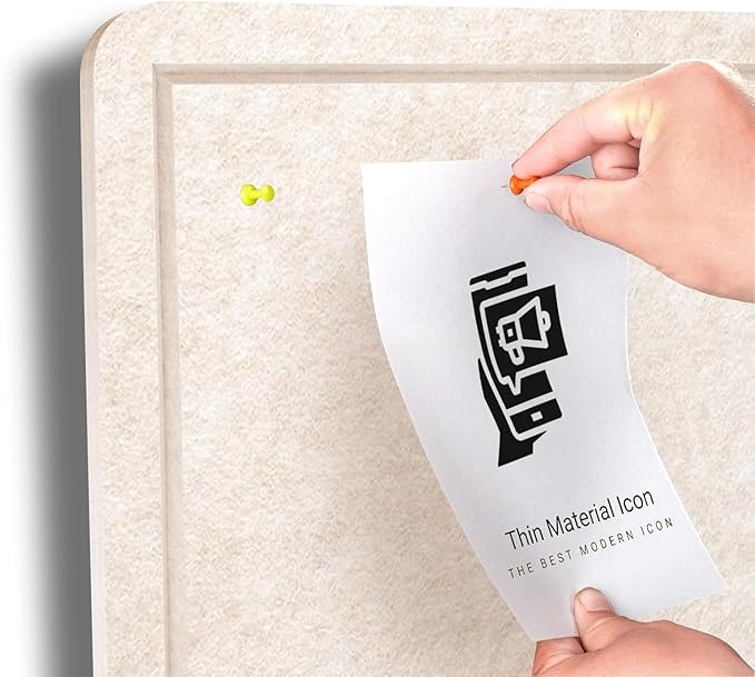 Bulletin Board - 35 x 17.5 inches Decorative Felt Pin Board - Cork Board Alternative for Wall - Foldable Photo Board Self-Adhesive Prayer Board with 20 Pushpins - Oatmeal