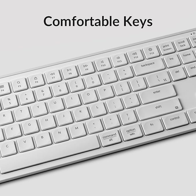 Keychron B6 Pro Ultra-Thin Wireless Keyboard, Full-Size ZMK with Numeric Keypad Quiet Typing, 2.4 GHz/Bluetooth 5.2/Wired Connection Long Battery Life, Compatible with Mac Windows Linux - Ivory White