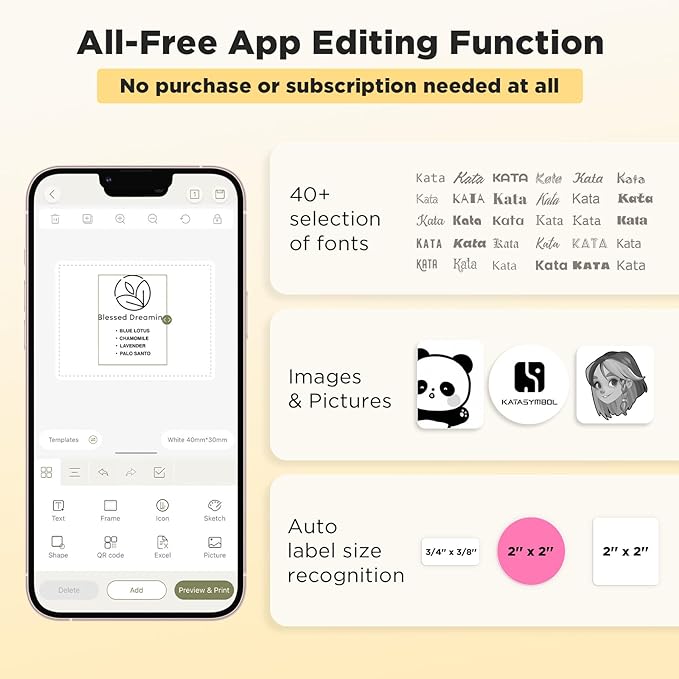 SUPVAN T50M Pro Bluetooth Label Maker Machine with 3 Tapes, Wide Waterproof Label, Versatile App with 40 Fonts and 450+ Icons, Inkless Labeler for Home, Kitchen, School, Office Organization, Black