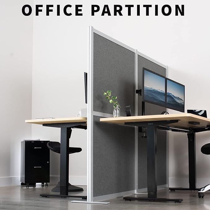 VIVO Modular Wall System, 2 PET Panels, Modern Professional Office Cubicle Dividers, Freestanding Privacy-Screen, 66 inches High, Dark Gray, PP-MWS63D