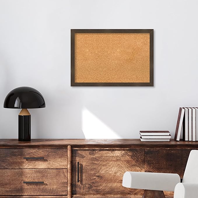 Amanti Art Natural Cork Board for Wall, 18x26 Vision Board with Brown Wood Frame, Medium Corkboard Office Decor for Home Organization, Casual Corkboard Pinboard to display items for home organization