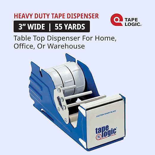 Tape Logic 3" Multi Roll Tape Dispenser - Heavy Duty Desk or Table Top Tape Dispenser with Non-Skid Base for Home or Office, Supplies for Packing, Shipping, Moving, & Mailing