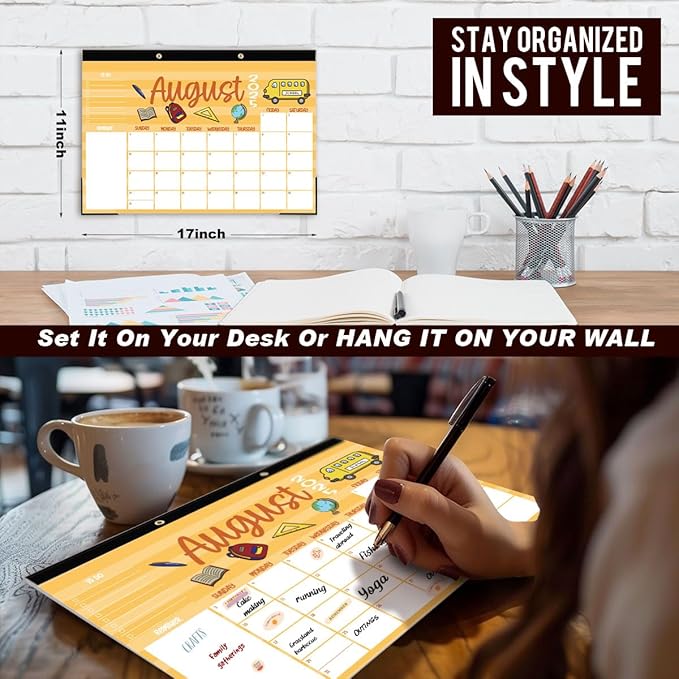 Large Doodle Teacher Desk Calendar 2025-2026 25-26 Teacher planner 17-Month 2025-2026 Desk Desktop Holiday Monthly classroom Calendar 2025 August 2025-December 2026 with Holiday Planner Stickers