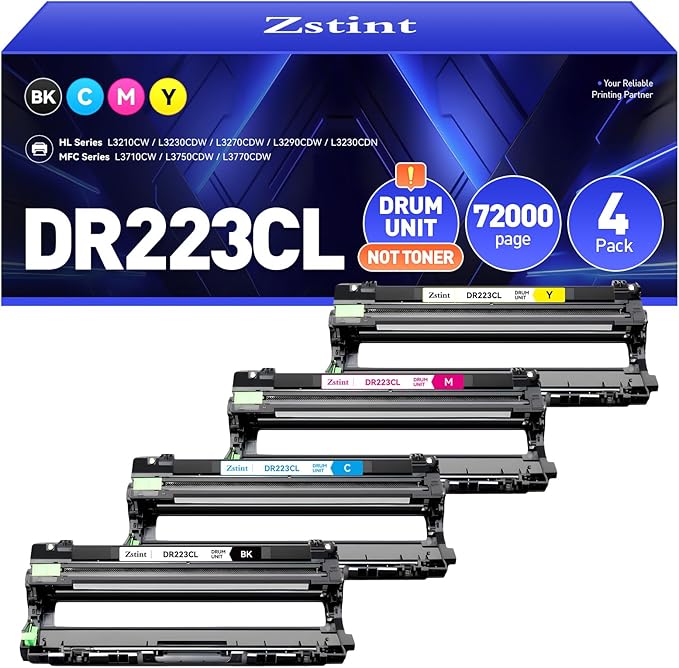 DR223CL DR-223CL Drum Unit Set 4-Pack High Yield Replacement Compatible for Brother DR-223CL Imaging Drum HL-L3210CW HL-L3270CDW MFC-L3770CDW HL-L3290CDW MFC-L3750CDW L3710CW L3230CDW L3230CDN Printer