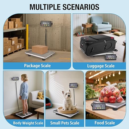 SurmountWay Large Shipping Scale, 440lb/0.35oz Digital Postal Scale with Tare/Count/Auto-Off Function, High Accurate Shipping Scale for Packages,Small Business,Luggage,Warehouse,Home (15.3"x11.8")