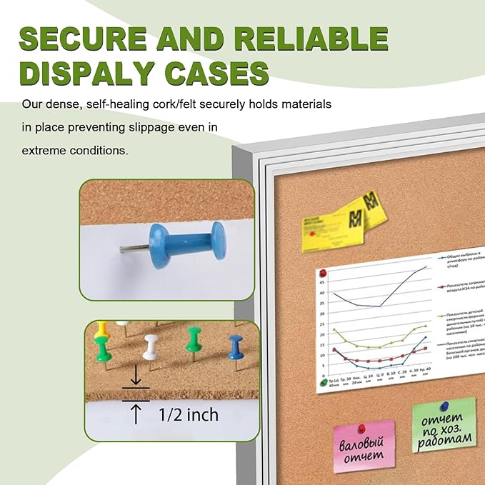 36x24 Inch Lockable Outdoor Enclosed Bulletin Board, Weatherproof Cork Noticeboard with Locking Door, Tamperproof Wall-Mounted Aluminum Frame Notice Poster Memo Board
