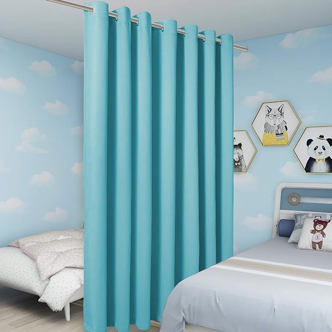 BONZER Room Divider Curtain Total Privacy Wall Noise Reducing Wide Blackout Curtains for Bedroom Living Room, 84L x 108W Inch (7L x 9W ft), 1 Panel, Teal