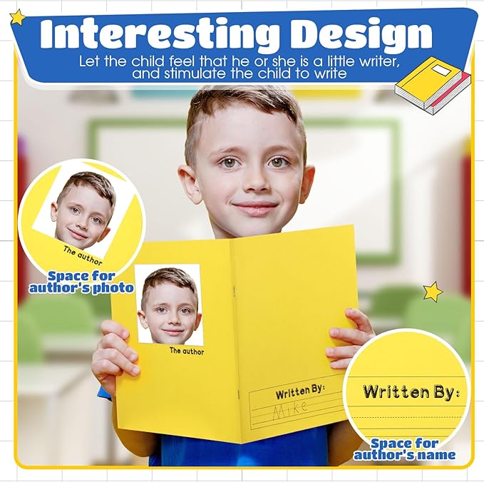 Henoyso 96 Pcs Primary Composition Notebook K-2 9 3/4 x 7 1/2 Inch Primary Journal, Back to School Supplies, Bulk Blank Writing Book for Kid to Write Draw Journal 60 Page Notebooks (Colorful)