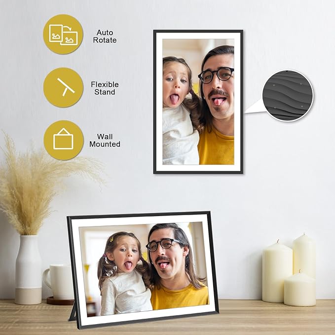 SSAWIFIFRAME Digital Picture Frame,32GB FHD IPS Touch Screen,Large 15.6 inch WiFi Smart Photo Frame,Share Photos/Videos Instantly via Free APP,Suitable for Birthdays and Christmas