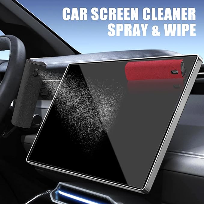 walrfid 2 Pack Car Screen Cleaner, Computer Screen Cleaner Spray and Wipe, Laptop Cleaning Mist Kit for Electronic iPad, iPhone, Phone, MacBook, TV, Car Monitor Display, with Graffiti Case, Black Red