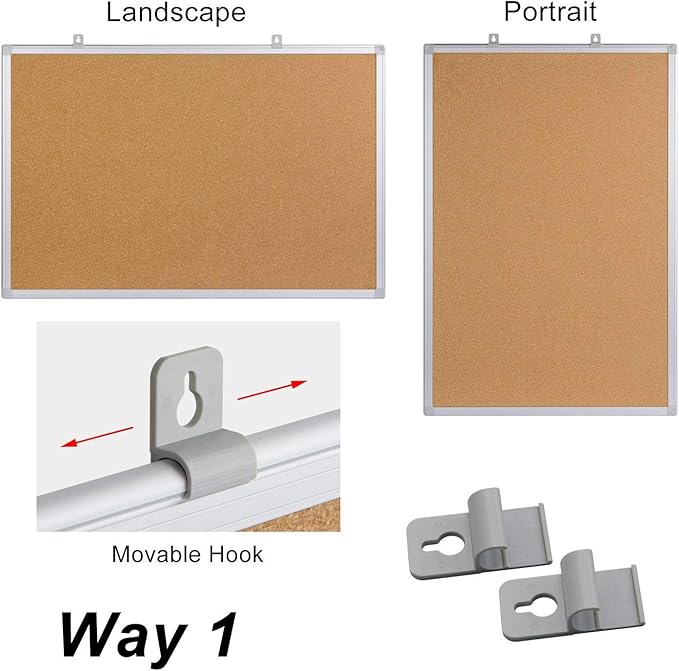 Board2by Cork Board Bulletin Board 20 x 30 Inches, Silver Aluminium Framed Corkboard, Office Board for Wall Cork, Large Wall Mounted Notice Pin Board