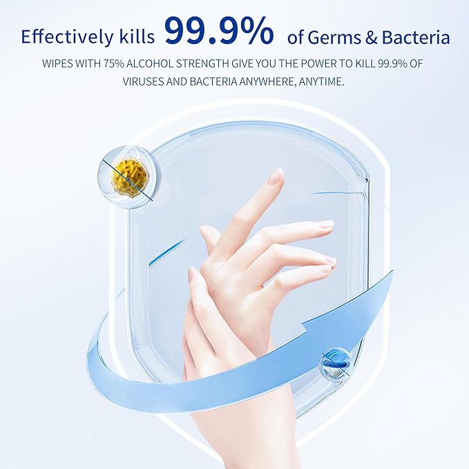 75% Alcohol Hand Sanitizer with Aloe Moisturizer & Vitamin E for On-the-Go Use, All-Purpose Travel Wipes Count, Restaurant, Home Office