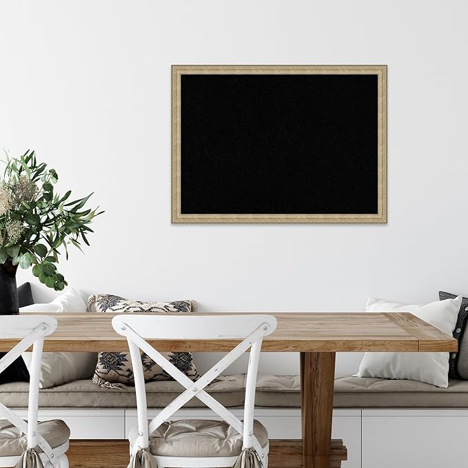 Amanti Art Black Cork Board for Wall, 22x30 Vision Board with Champagne Frame, Medium Corkboard Office Decor for Home Organization, Traditional Corkboard Pinboard to display items for home