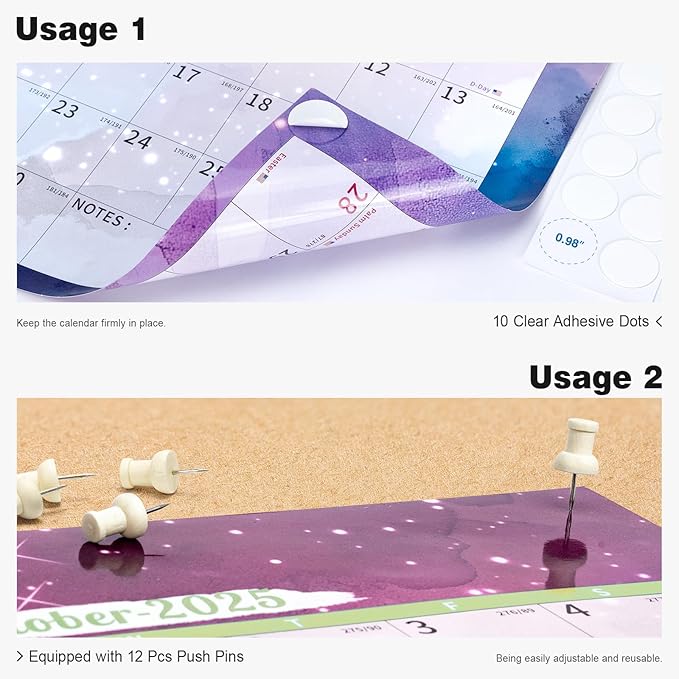 Ospelelf Wall Calendar 2025-2026, Large Dry Erase Calendars 32'' x 48'', Yearly Laminated Calendar Monthly Family Calendar for Office, Use July 2025 - June 2027 (Starry Sky)