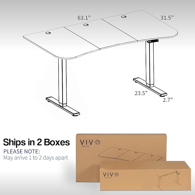 VIVO Electric 63 x 32 in Standing Desk, Memory Height Adjustment, 1B Series, Dark Gray Top White Frame, DESK-KIT-1W1G