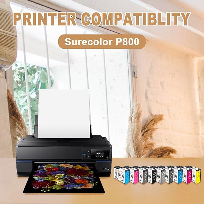 T850 Ink Cartridge Remanufactured T8501 T8502 T8503 T8504 T8505 T8506 T8507 T8508 T8509 Ink Cartridge Replacement for Surecolor P800 Printer(9-Color)