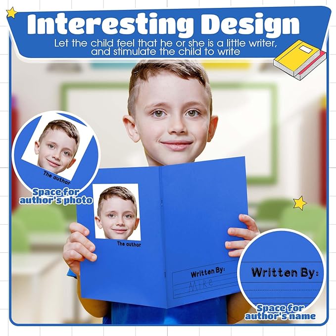 Henoyso 12 Pcs Primary Composition Notebook K-2 9 3/4 x 7 1/2 Inch Primary Journal, Back to School Supplies, Bulk Blank Writing Book for Kid to Write Draw Journal 60 Page Notebooks (Royal Blue)