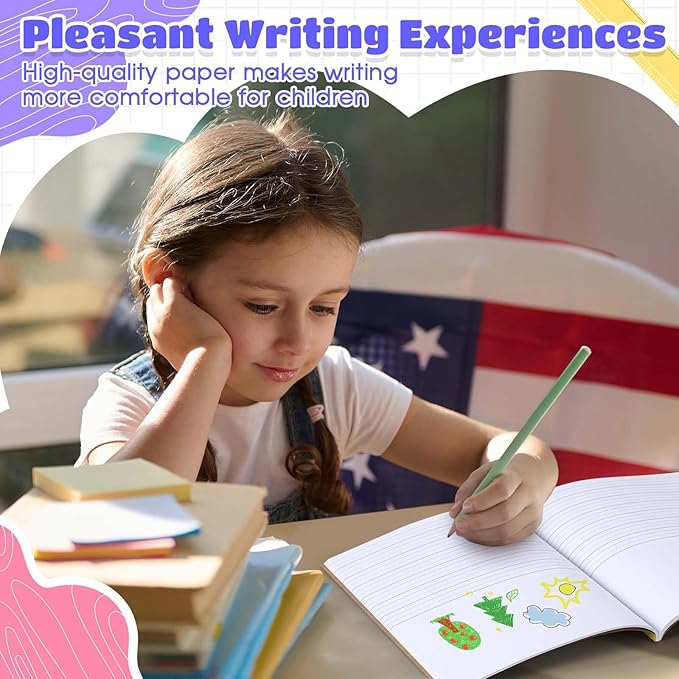 Henoyso 20 Pcs 120 Pages Primary Composition Notebooks K-2, Primary Journal Grades K-2, Writing Journal Practice Notebook for Kids in Preschool, Kindergarten, Back to School Supplies (Rainbow)