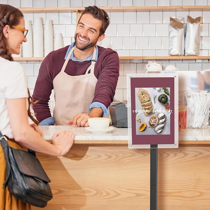 DISPLAYSWORKER Heavy Duty Pedestal Sign holder floor Stand,sign stand poster stand ,Acrylic Frame Standing Floor for 11 x 17 inch,Black (black, acrylic frame 11-x-17-inch)