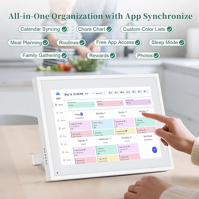 Smart Digital Calendar, 10.1" HD Smart Touch Screen Home Interactive Electron Calender WiFi Planner,Meal Schedule, Duty Chart,Achievement Rewards- Built-in Digital Photo Frame Function