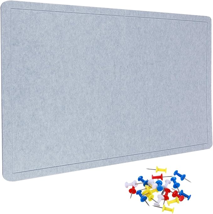 YOKIVE Felt Bulletin Board, 48 x 36 -Inch Foldable Decorative Pin Board Self Adhesive Felt Cork Board with 20 Pushpins, Great for Wall, Photo Display, Paste Note, Schedule(Light Gray)