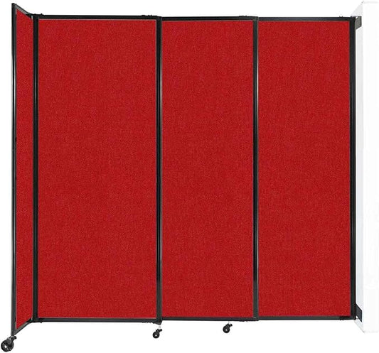 Wall-Mounted Sliding StraightWall Room Divider | Adjustable Widths | Locking Wheels | Room Separator | Up to 7'2" Wide x 6'10" Tall Red Fabric Panels