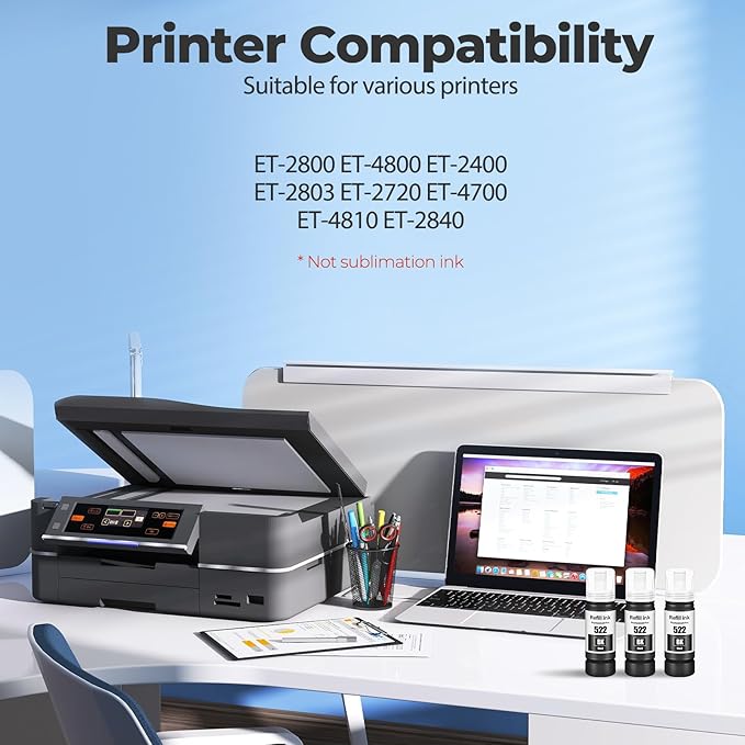 522 Black Ink Refill Bottles ET-2800 ET-4800 ET-2400 ET-2803 ET-2720 Replacement for T522 522 Ink Refill Bottles Black Use for Eco Tank ET-2400 ET-2720 ET-2800 ET-2803 ET-2840 ET-4800 ET-4810 Printers