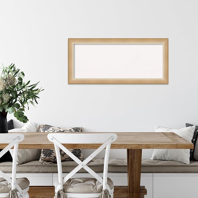 Amanti Art White Cork Board for Wall, 15x33 Vision Board with Gold Frame, Medium Corkboard Office Decor for Home Organization, Modern Contemporary Corkboard Pinboard to display items for home