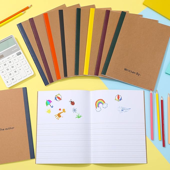 Henoyso 20 Pcs Primary Composition Notebook 9 3/4 x 7 1/2 Inch Kids Journal, Back to School Supplies, K-2 Primary Writing Notebook for Kids Student Draw and Write Story Journal (Jewel Tone Color)