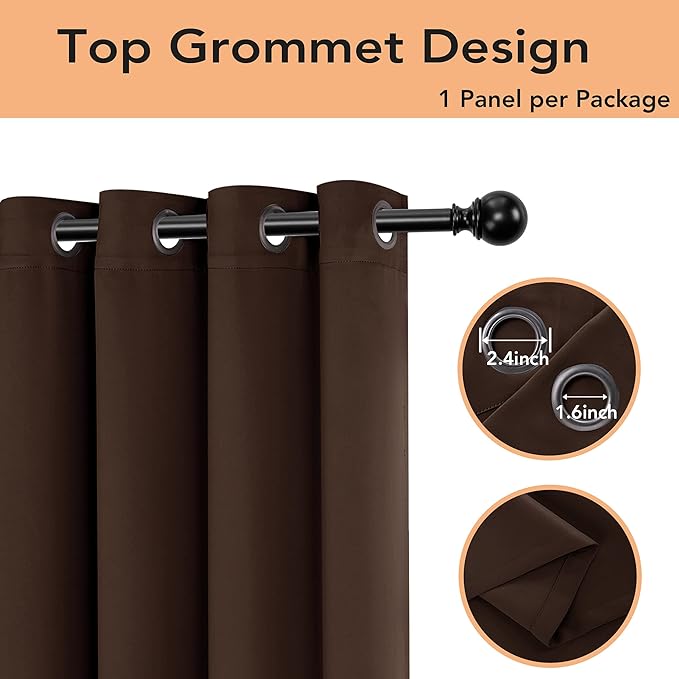 BONZER Room Divider Curtain Screen Partitions Total Privacy Wall Grommet Wide Blackout Curtains for Living Room, 84L x 70W Inch (7L x 5.8W ft), 1 Panel, Chocolate