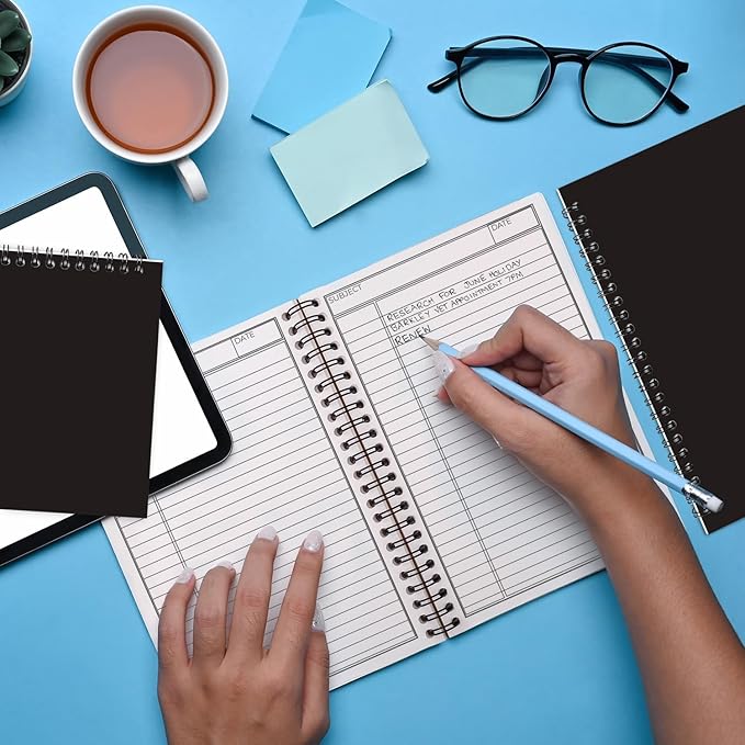 48 Pack Spiral Notebook, 5.8 x 8.3, 120 Pages (60 Sheets),100 GSM Paper Ruled Notebooks, Water Resistant Black Cover, Bulk A5 Journal for Women & Men, Daily Wrting Small Book, School, Office