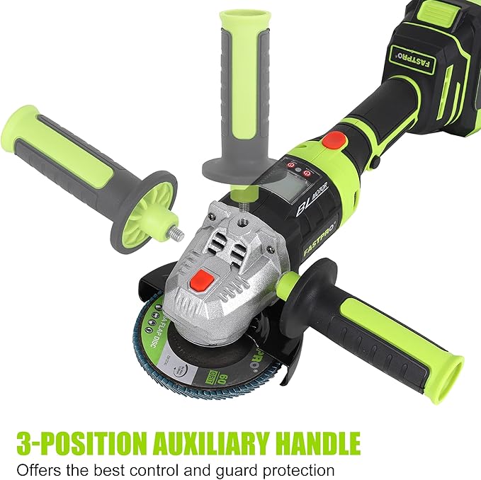 FASTPRO 20V Cordless Angle Grinder, 4-1/2 inch Cut-off Tool with Brushless Motor and 4.0 Ah Battery, Including 10PCS Flap Disc & 5PCS Cutting Wheels