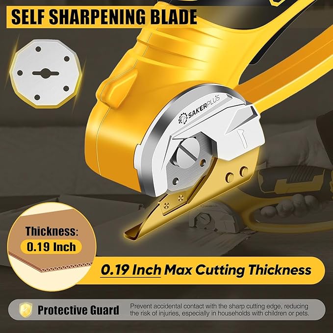 Cordless Electric Scissors, 4V Cardboard Cutter, Box Cutter Fabric Scissor with Safety Lock & LED Light, Rechargeable Power Rotary Cutters for Box Carpet Fabric Plastic Leather