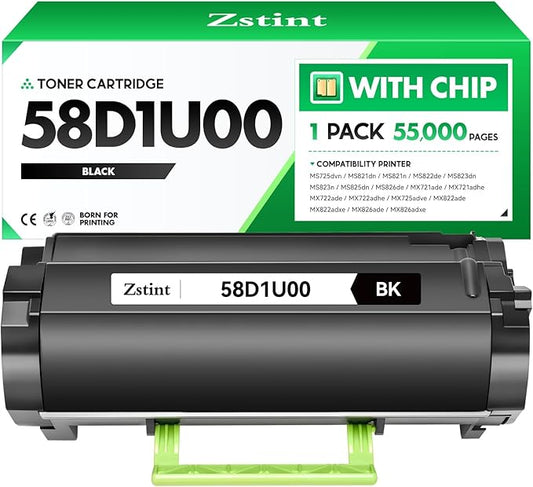 58D1U00 Toner Cartridge Black Ultra High Yield with Chip Remanufactured 58D1U00 Replacement for Lexmark 58D1U00 Toner for MS725 MS823 MS824 MS825 MS826 MX722 MX725 MX822 MX824 MX826 Laser Printer Ink