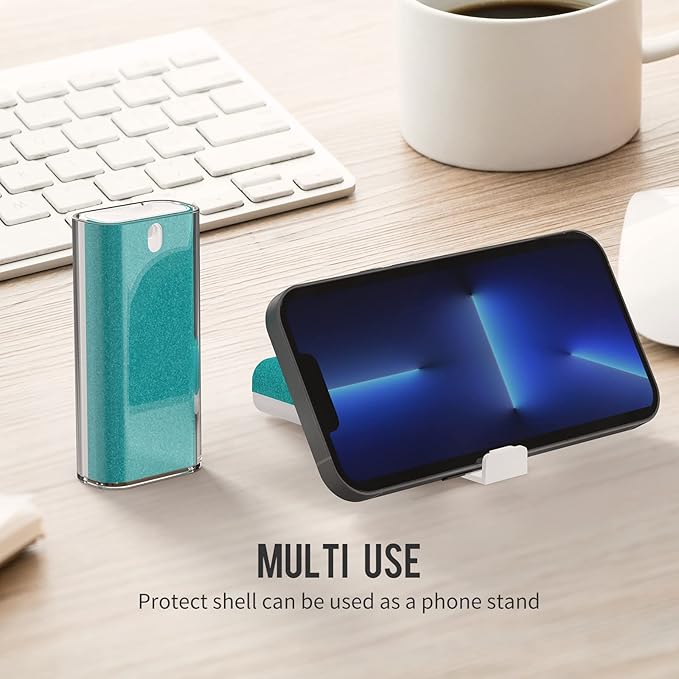 CLICK CLEAN Touchscreen Mist Cleaner, Screen Cleaner, All in One Screen Cleaner Spray with Microfiber and Phone Stand for All Phones, Laptop and Tablet Screens (Blue)