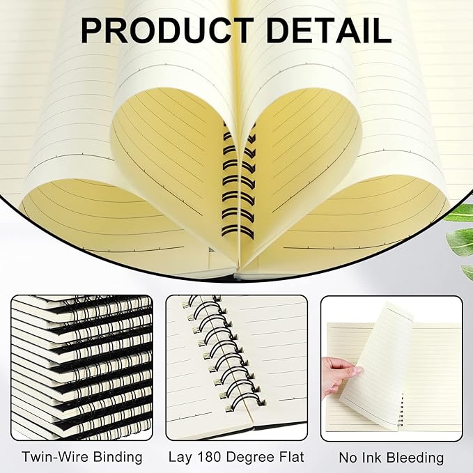 Yahenda Spiral Notebook Bulk A5 Journal Lined 8.3'' x 5.5'' Writing Composition Paper Small Notepad Subject Notebook for Students Office Business Back to School Supplies(Black,108 Pcs)