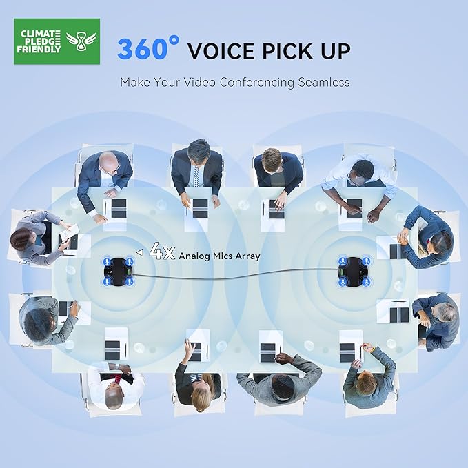 Tenveo MagiCall-EX Bluetooth Conference Speakerphone, Daisy Chain/Use Alone up to 30 attendees, Bluetooth/Wireless/USB Microphone, 360°Voice Pickup Noise Cancelling for Conference Call Large Meeting