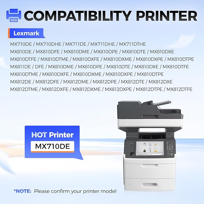 62D1H00 Toner Cartridge High Yield with Chip Compatible Replacement for Lexmark 621H 62D1H00 62D1000 Toner for MX710DE MX710DHE MX711DE MX711DHE MX711DTHE MX810DE MX810DFE MX810DPE Printers (1 Black)