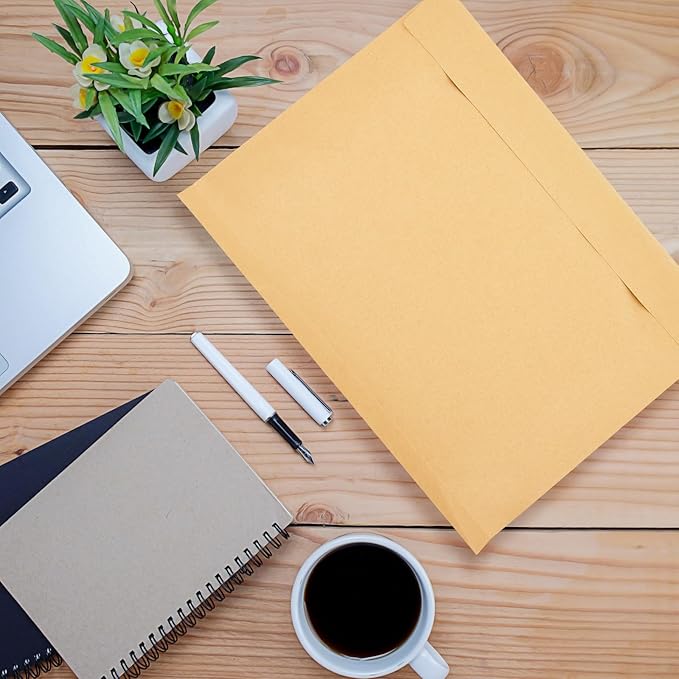 20 Pcs 14 x 18 x 1.6 Inch Large Expandable Catalog Envelopes Manilla Kraft Peel and Seal Envelopes Light Large Mailing for Office Home Documents Magazines Photos Storage Organizing(Brown)