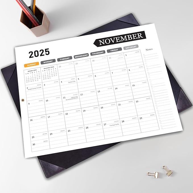 Large Desk Calendar 2025-2026, Calendar with Desk Protecting Pad, Desk Calendar Large 22x17, Runs From July 2025 to December 2026, 18 Months, Big Desktop Calendar for Family Classroom and Office (Black)