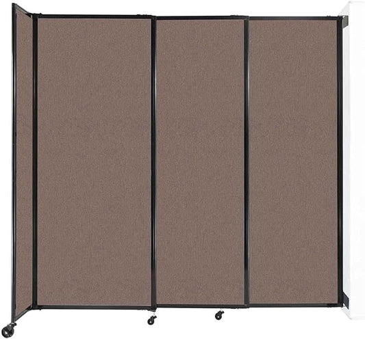 Wall-Mounted Sliding StraightWall Room Divider | Adjustable Widths | Locking Wheels | Room Separator | Up to 7'2" Wide x 6'10" Tall Latte Fabric Panels